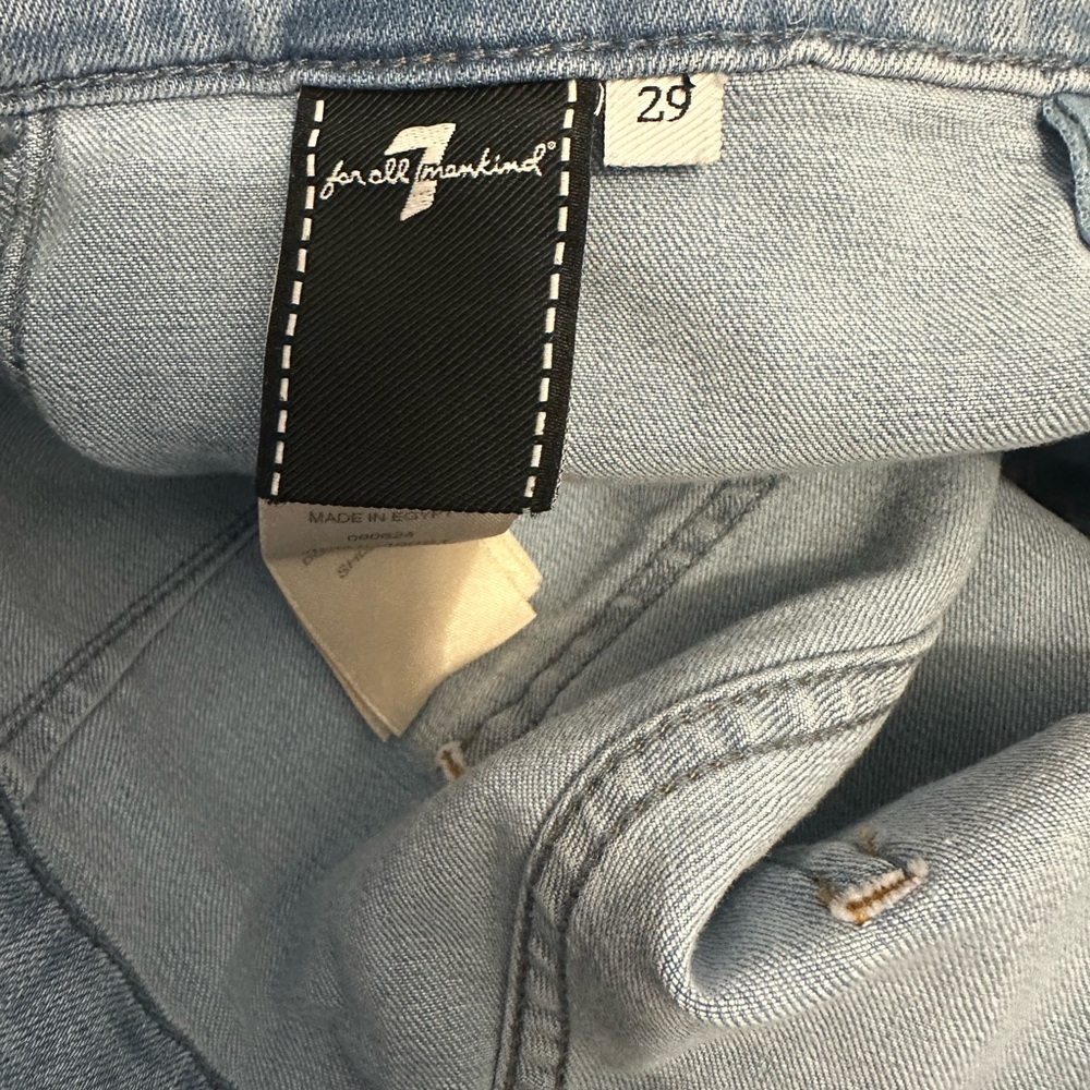 7 For All Mankind Dojo Tailorless Wide Leg Flare Jeans Light Wash Size 29 NWT - Picture 8 of 9